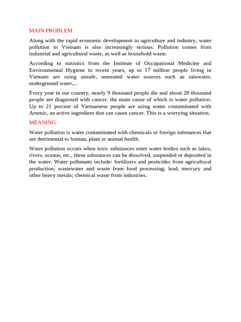 Vietnam's Water Pollution Crisis | PDF