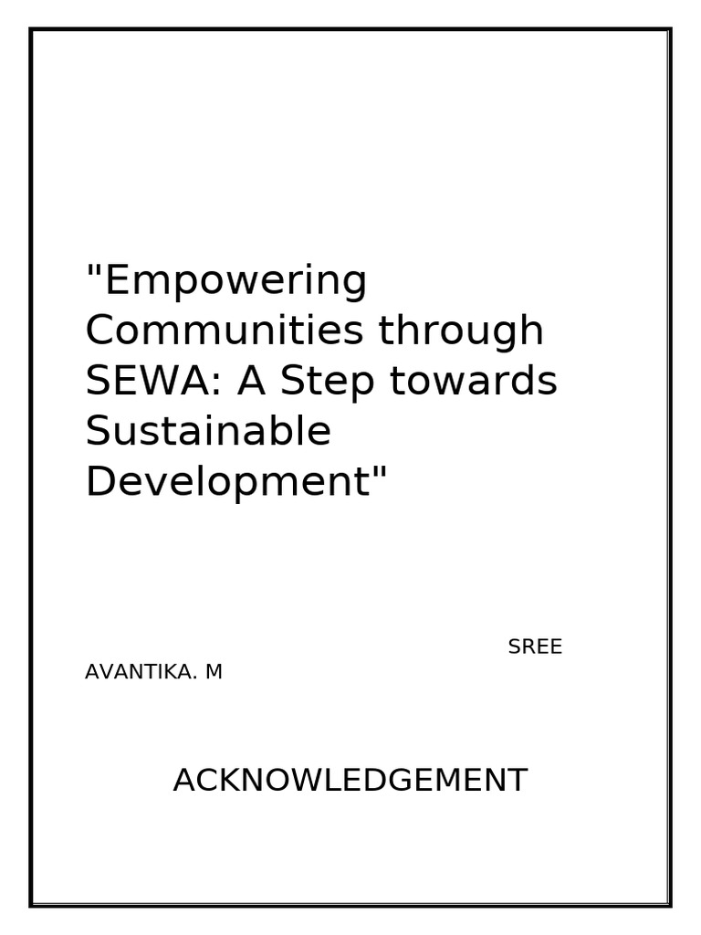 Empowering Communities Through SEWA | PDF | Sustainability ...