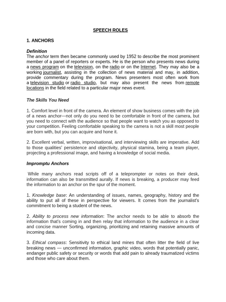Speech-Roles-copy | PDF | Lecture | News
