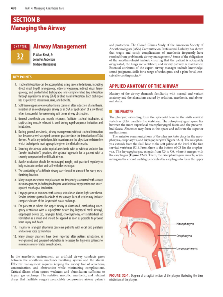 Anesthesia Airway Management Techniques | PDF | Larynx | Breathing