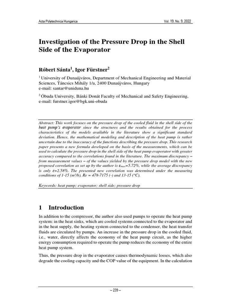 Investigation of The Pressure Drop in TH | PDF | Heat Pump | Heat