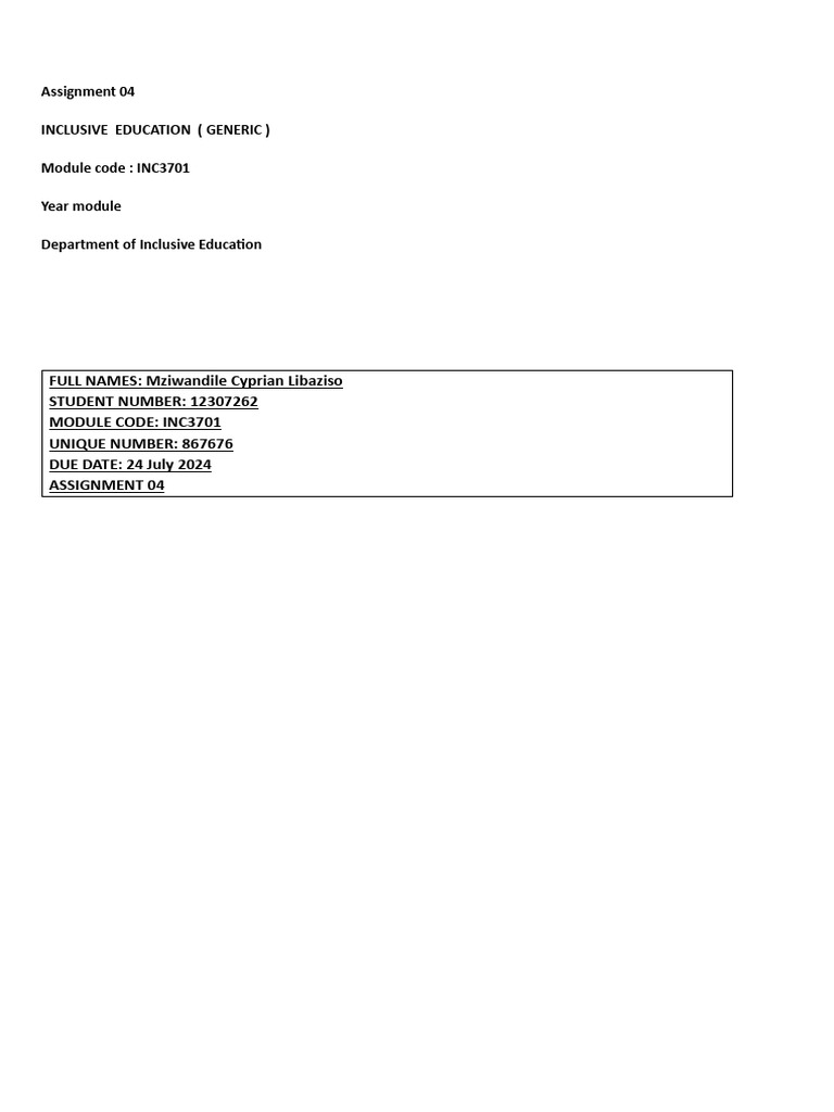 Mod Inc3701 Assignment 04 | PDF | Mentorship | Governance