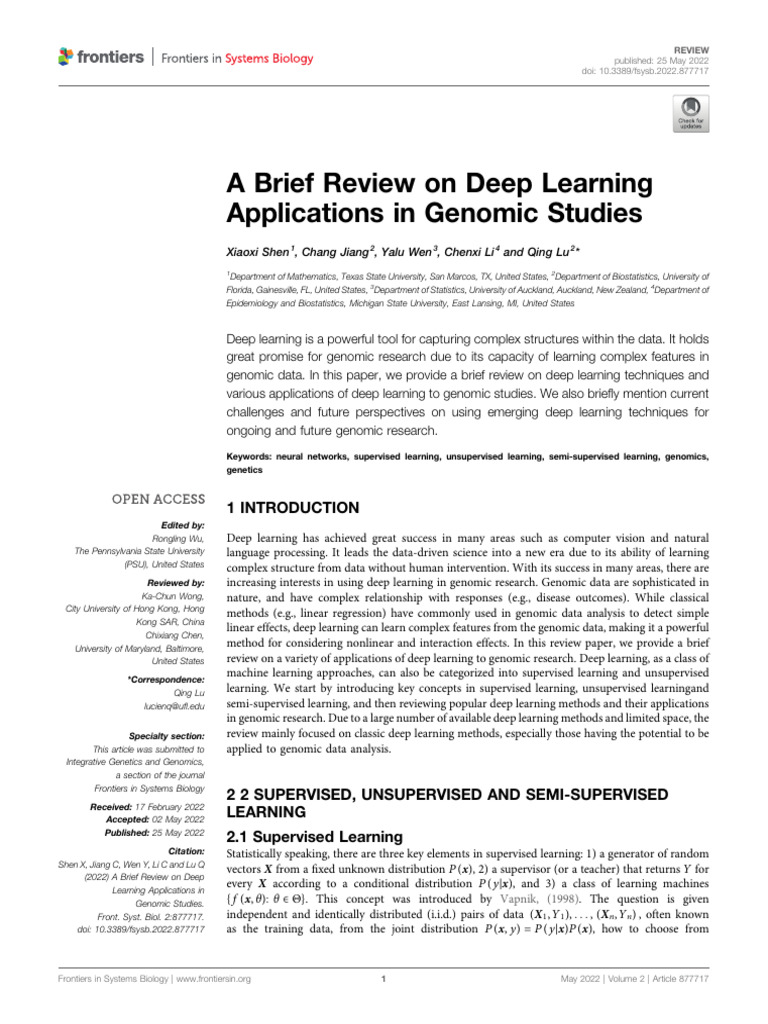Deep Learning in Genomic Research | PDF | Deep Learning | Computational ...