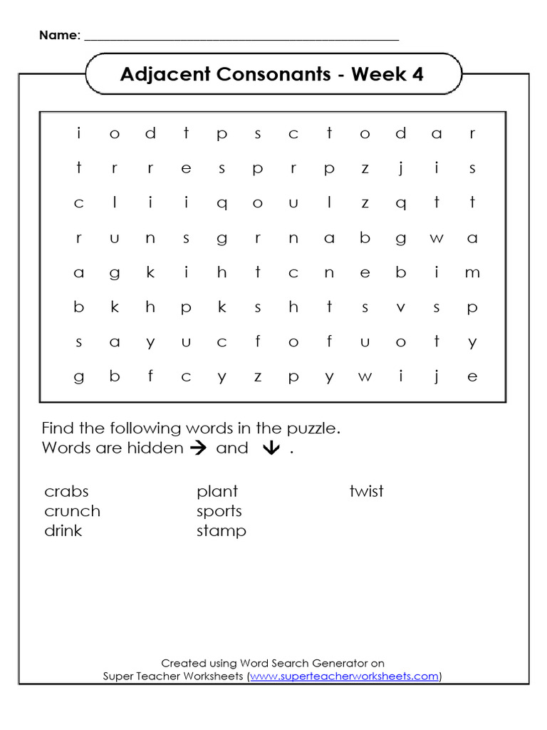 Super Teacher Worksheets Adjacent Consonants Week 4 Super