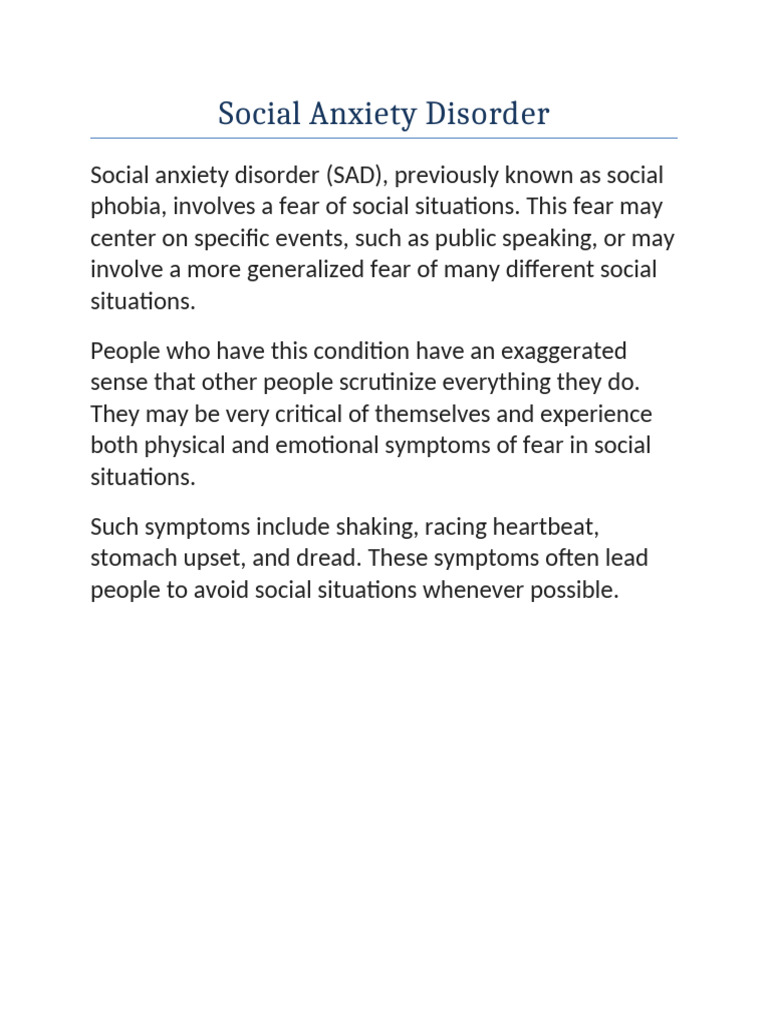 5) Social Anxiety Disorder | PDF