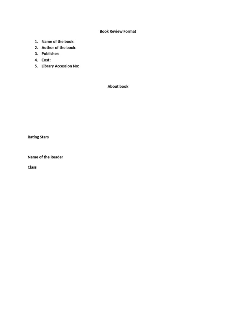 Book Review Format Eng and Hindi | PDF