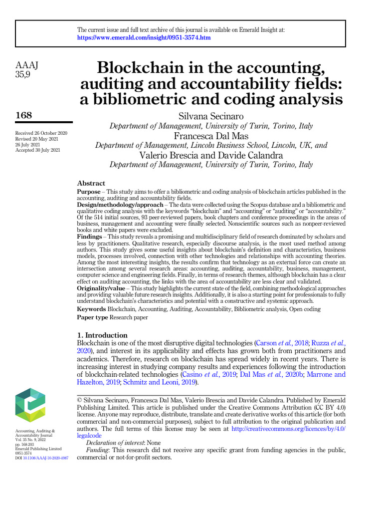 Blockchain in Accounting | PDF | Accounting | Methodology