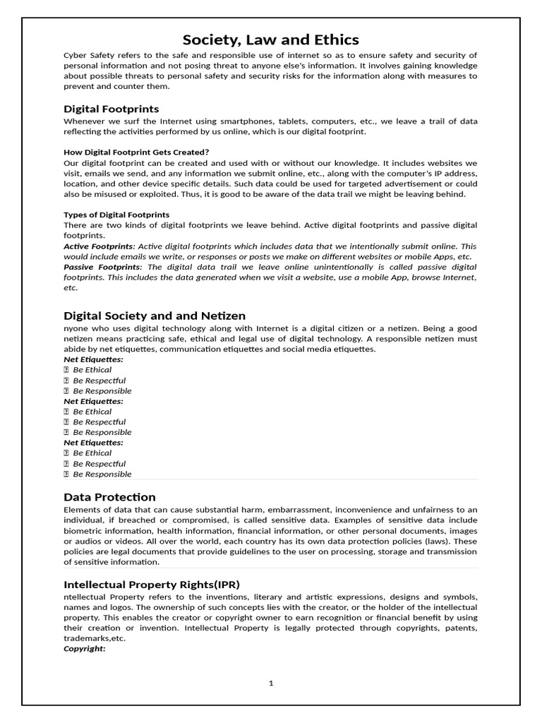 Society Law and Ethics Notes | PDF | Malware | Computer Virus