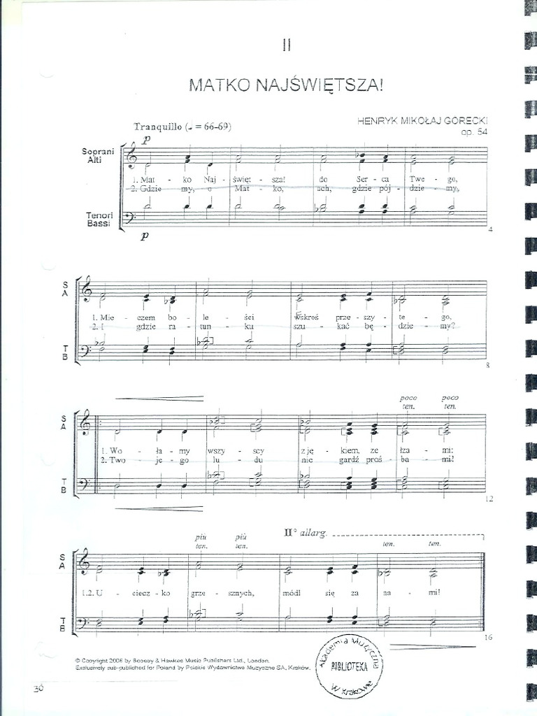 Górecki - Matko Najświętsza | PDF