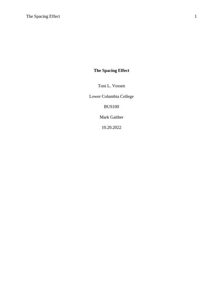 The Spacing Effect: Validity and Research | PDF | Hypothesis | Theory