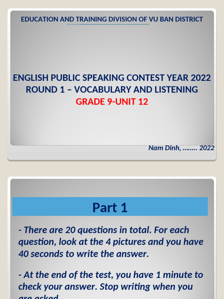 Part 1 - Vocabulary Grade 9 | PDF | Adverb | Adjective