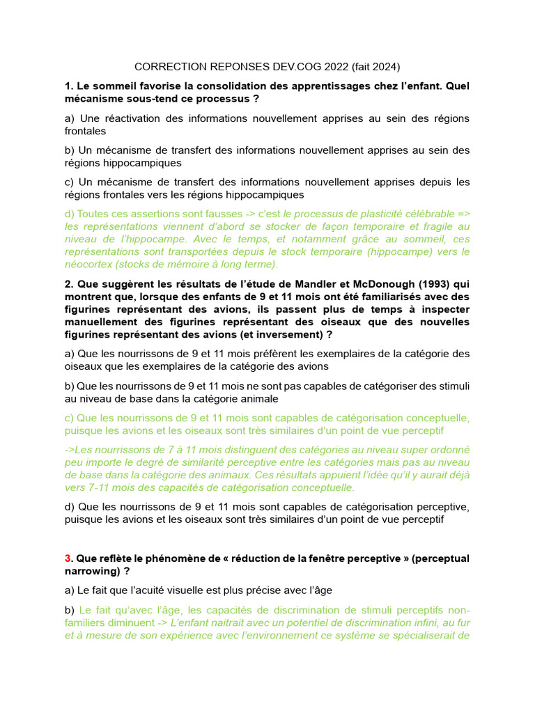Mécanismes du développement cognitif chez l'enfant | PDF | Cerveau ...