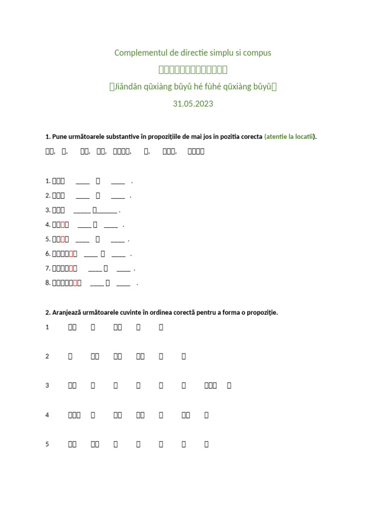 Complementul de Directie Simplu Si Compus 31.05.2023 | PDF