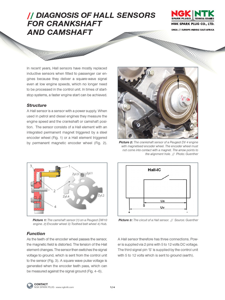 Diagnosis of Hall Sensors for Crankshaft and Camshaft | PDF | Voltage ...