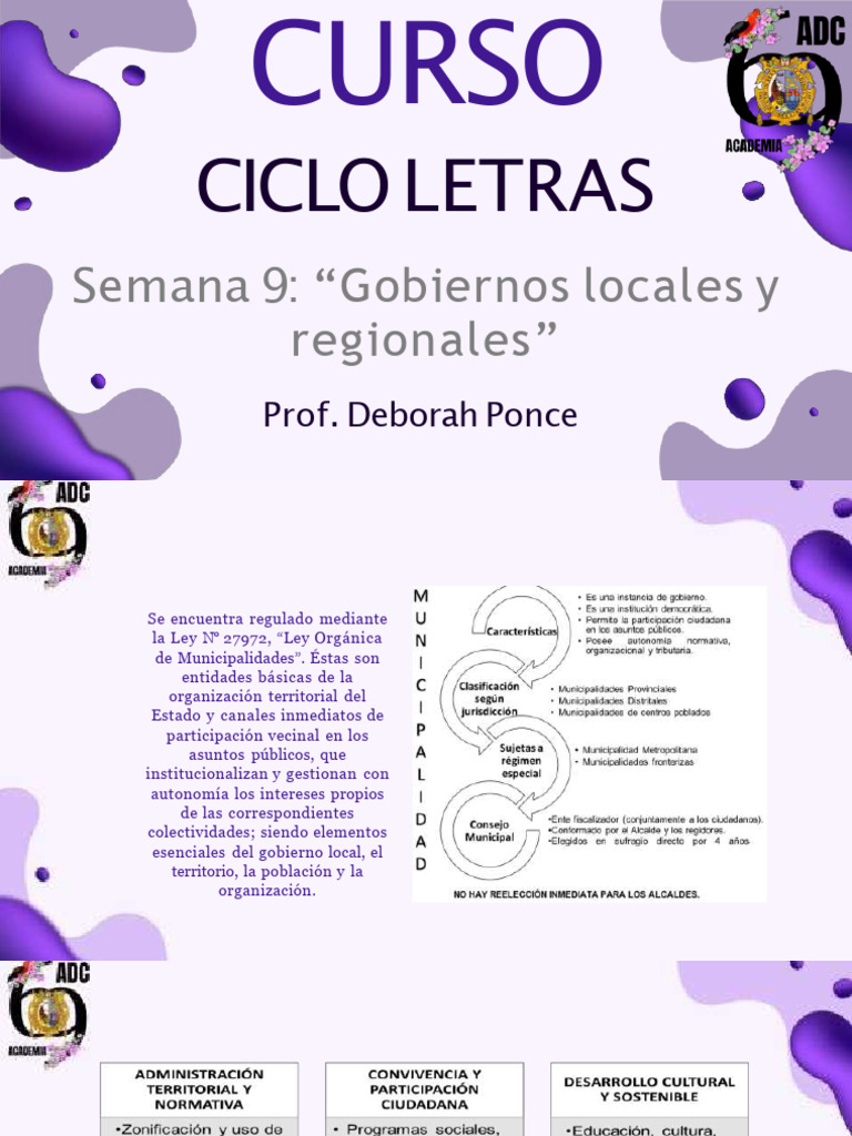 Semana 9 Gobiernos Locales y Regionales | PDF | Gobierno local | Alcalde