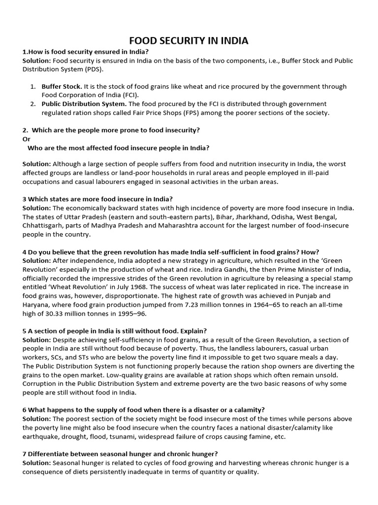 Food Security Challenges in India | PDF | Hunger | Malnutrition