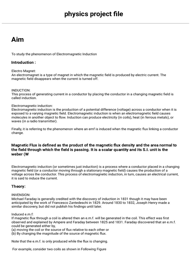 Physics Project File | PDF | Electromagnetic Induction | Magnetic Field