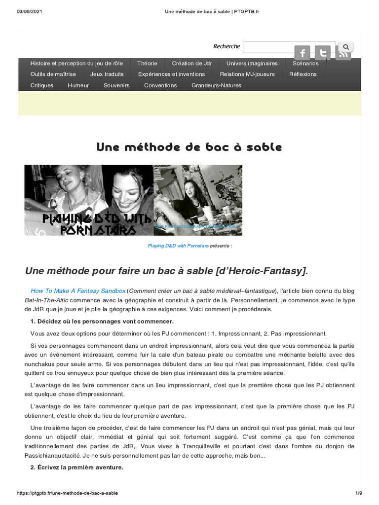 Méthode de création d'un bac à sable | PDF | Jeux de rôle sur table