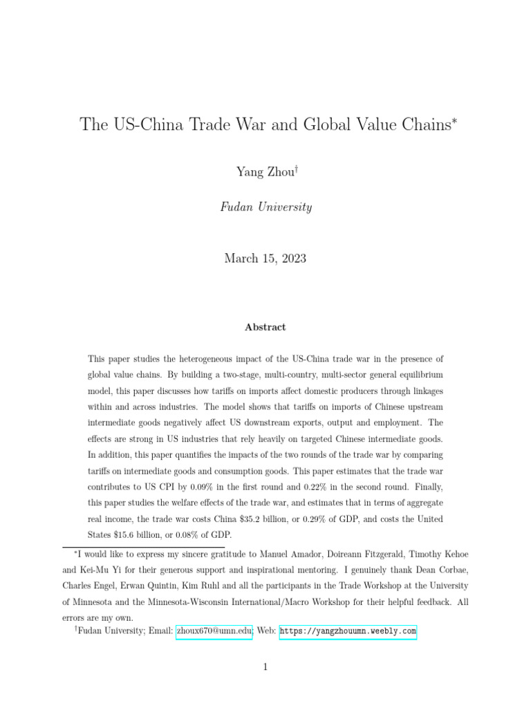 US-China Trade War's Impact on Value Chains | PDF | Gross Domestic ...