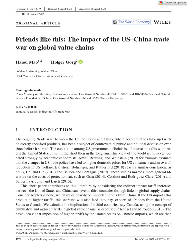 US-China Trade War's Impact on Value Chains | PDF | Matrix (Mathematics ...
