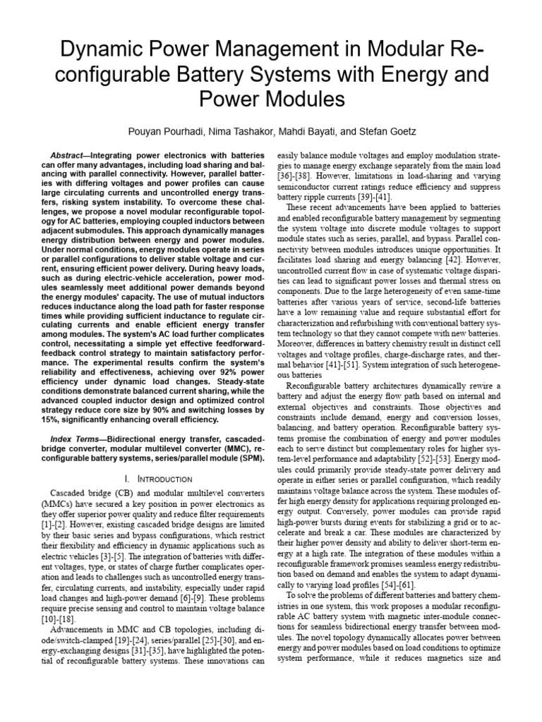 Modular Reconfigurable AC Battery Systems | PDF | Inductance | Series ...