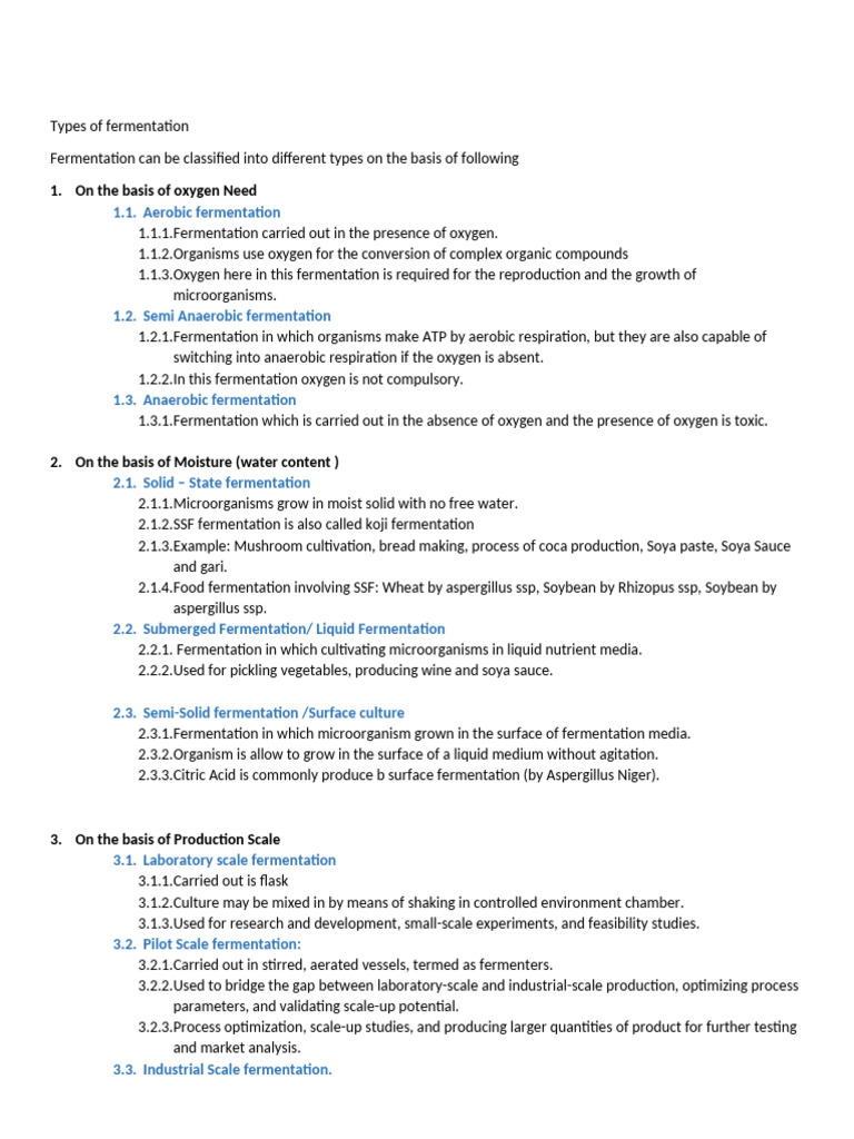 Types of Fermentation Explained | PDF | Fermentation | Biology
