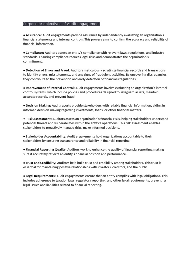 Photo inspiration: Picture Idea: Key Objectives Of Audit Engagements