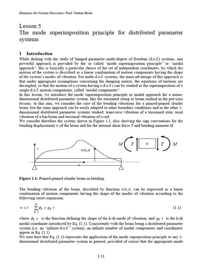 Mode Superimposition in Mechanical Systems | PDF | Bending | Matrix ...