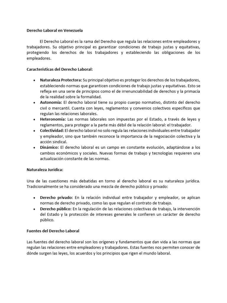 Derechos Laborales en Venezuela | PDF | Derecho laboral | Organización ...