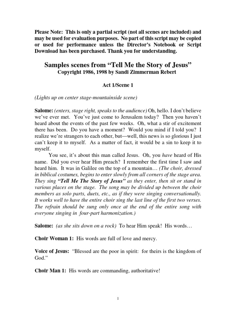 Newest Sample Script of Tell Me The Story of Jesus | PDF | Jesus ...
