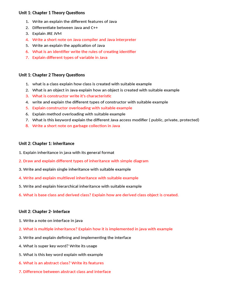 Java Programming Theory Questions Guide | PDF