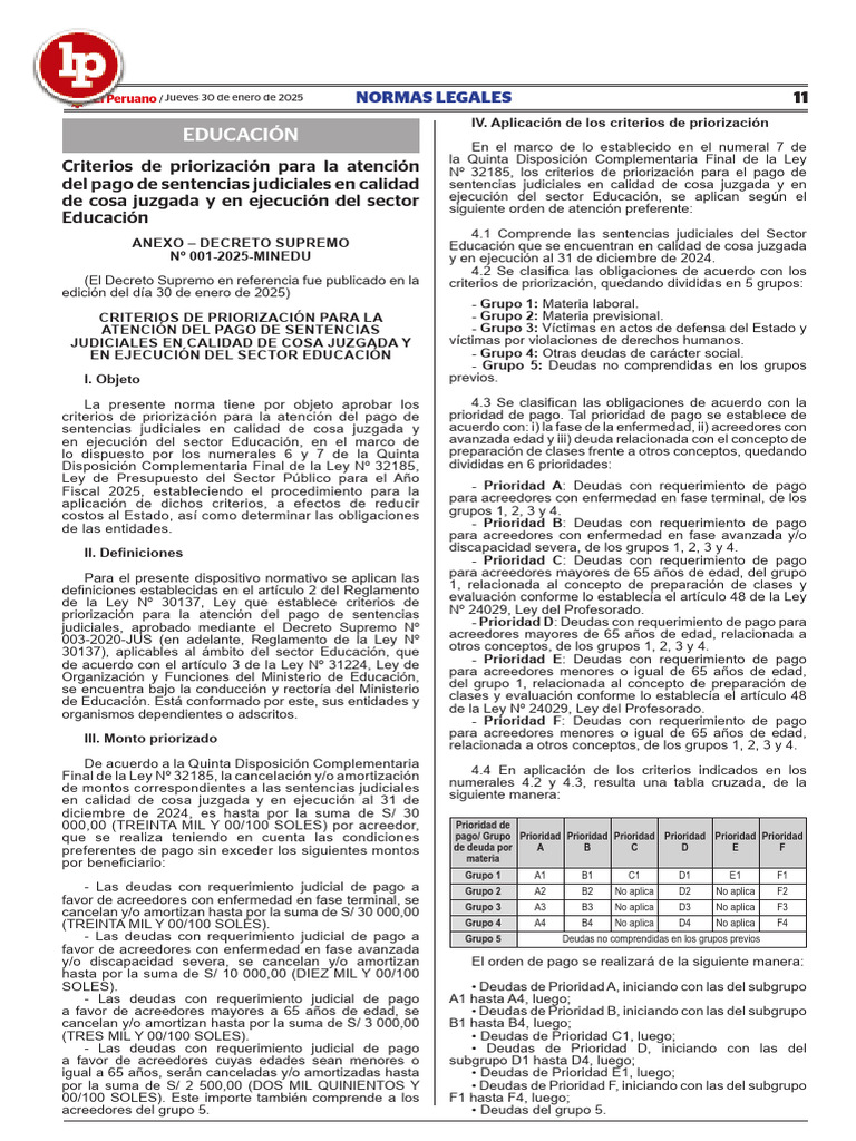 Criterios de Pago Sentencias Educación 2025 | PDF | Gobierno