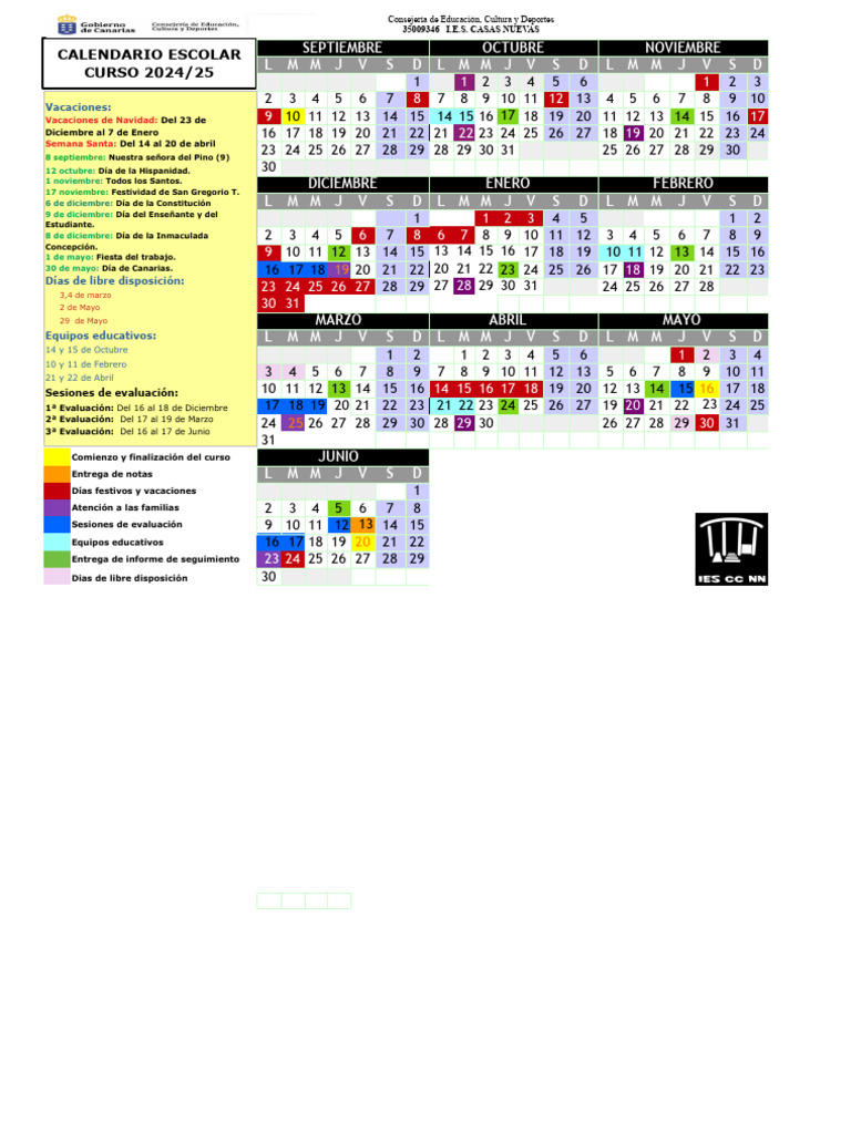 Calendario Escolar 2024 25 | PDF | Fiestas cristianas y días santos