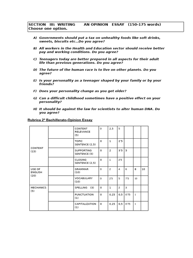 Opinion Essay Writing Guide | PDF