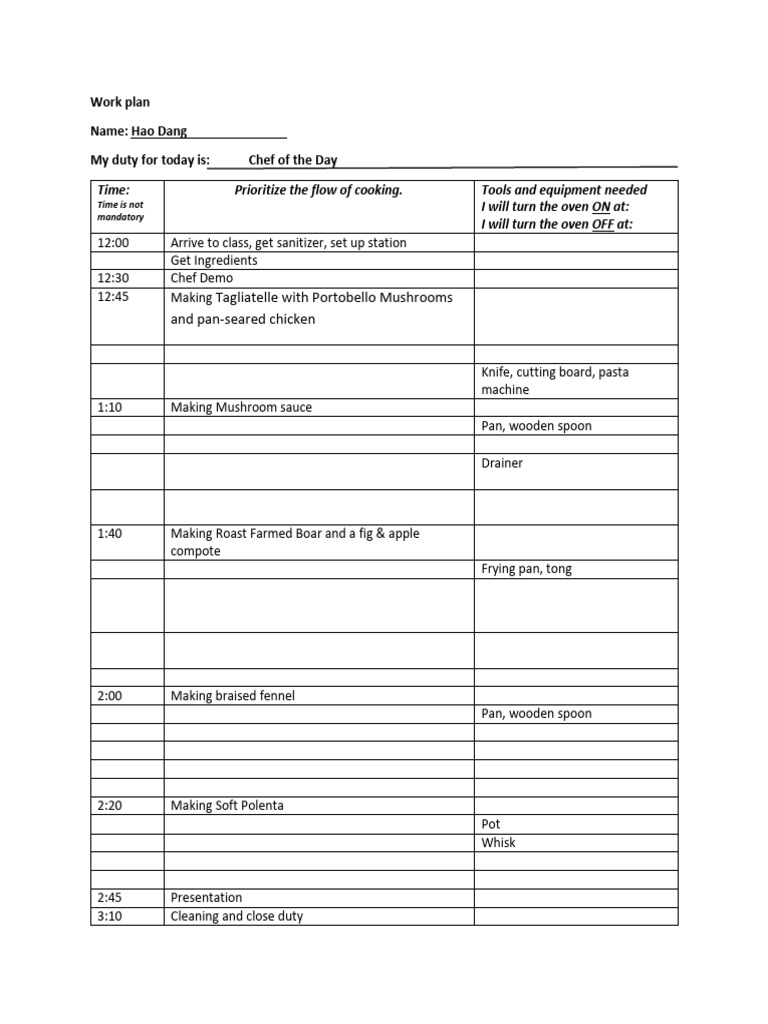 Work+Plan+2025 (1) | PDF | Pasta | Italian Cuisine