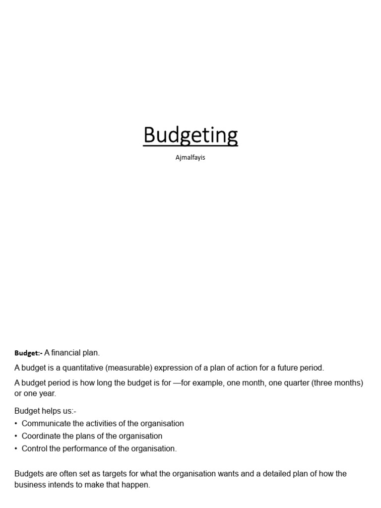 Budgeting Part 1 | PDF | Budget | Forecasting