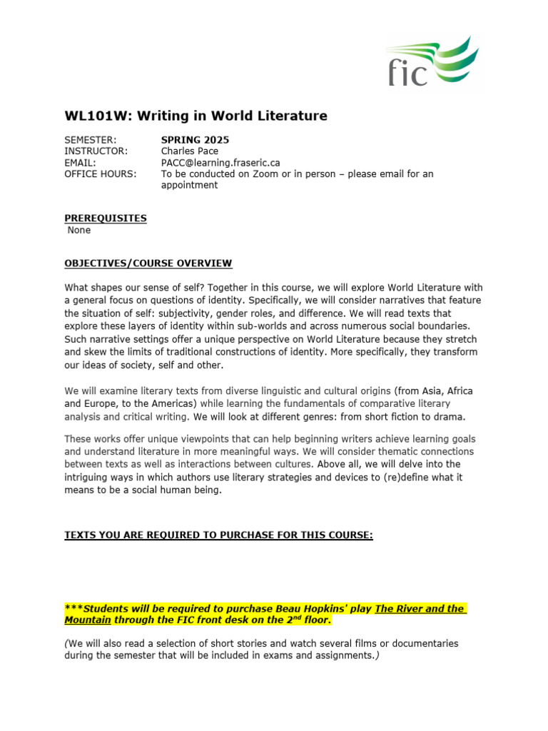 World Literature Course Overview 2025 | PDF | Microsoft Word | Identity ...