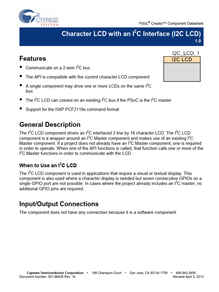 I2C LCD 16x2 Component Datasheet | PDF | Cursor (User Interface ...