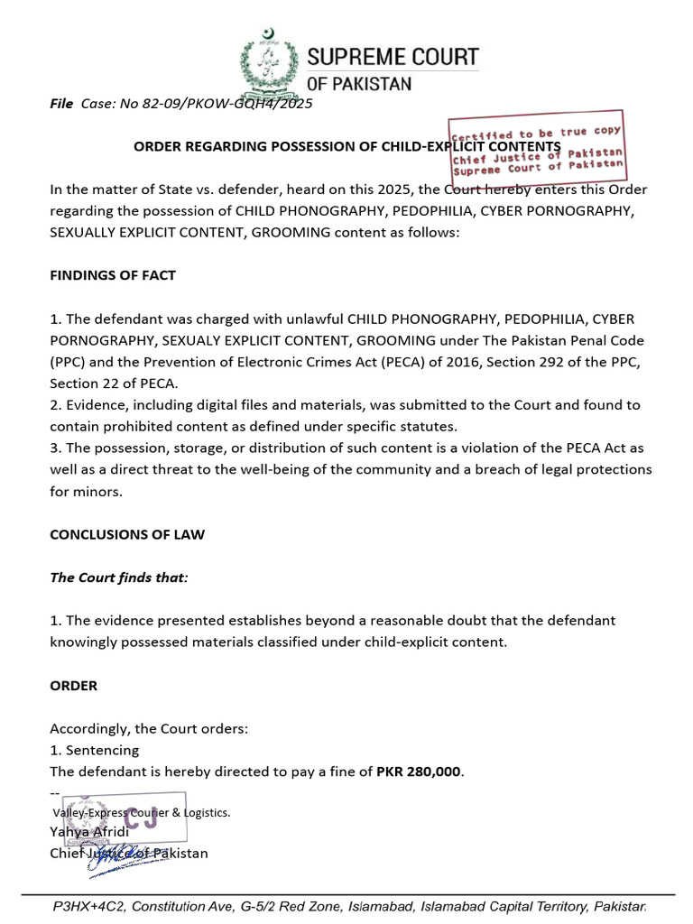 Court Order Pakistan PDF Court Order Pakistan PDF