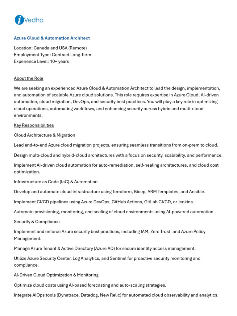 Azure Cloud Automation Architect Role | PDF | Cloud Computing ...