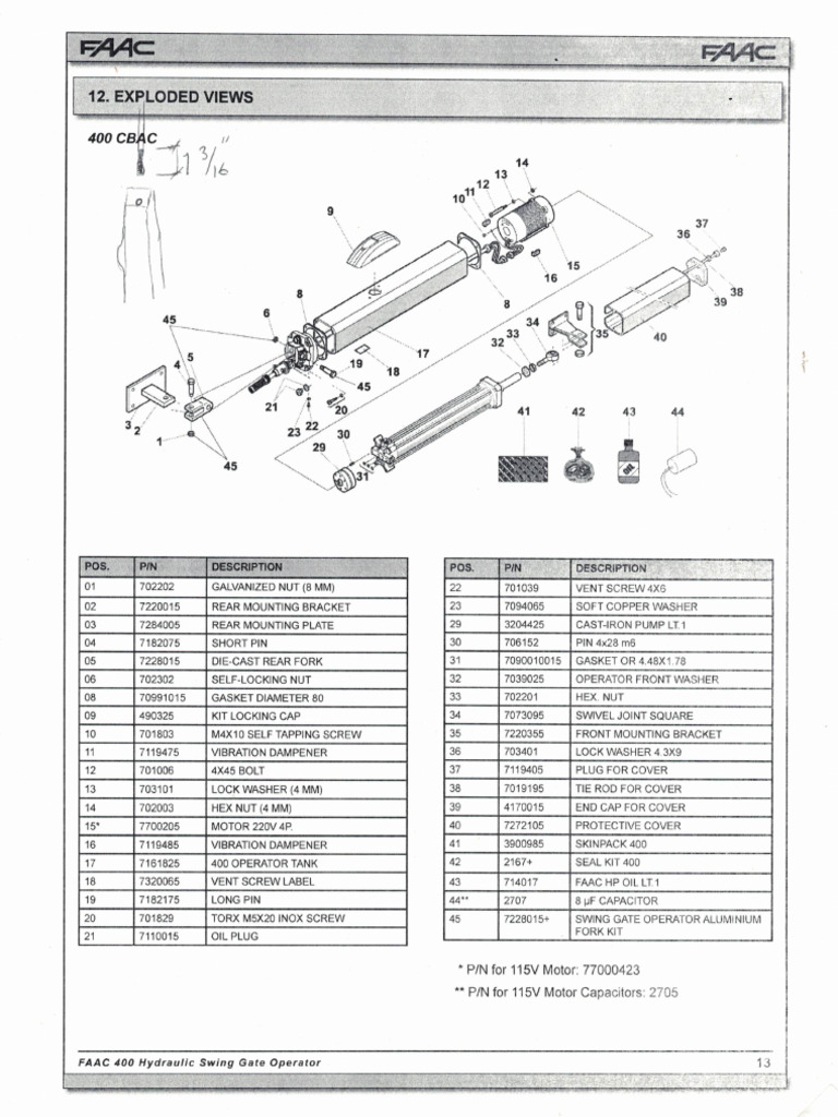 Piston FAAC Despiece | PDF