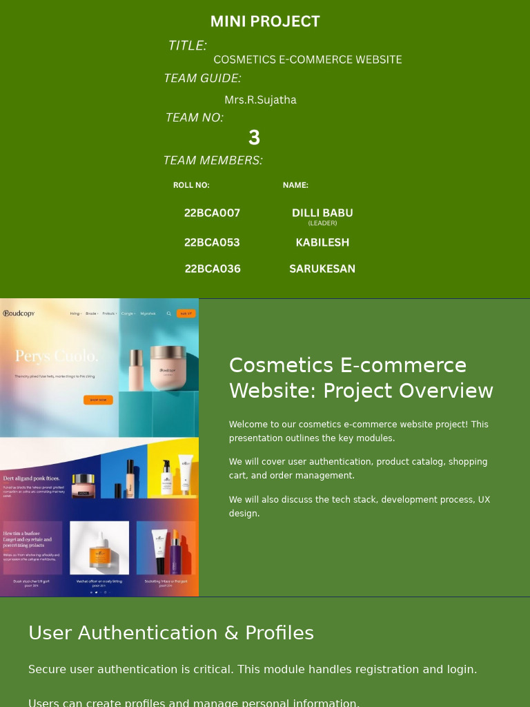 Cosmetics E Commerce Website Project Overview | PDF