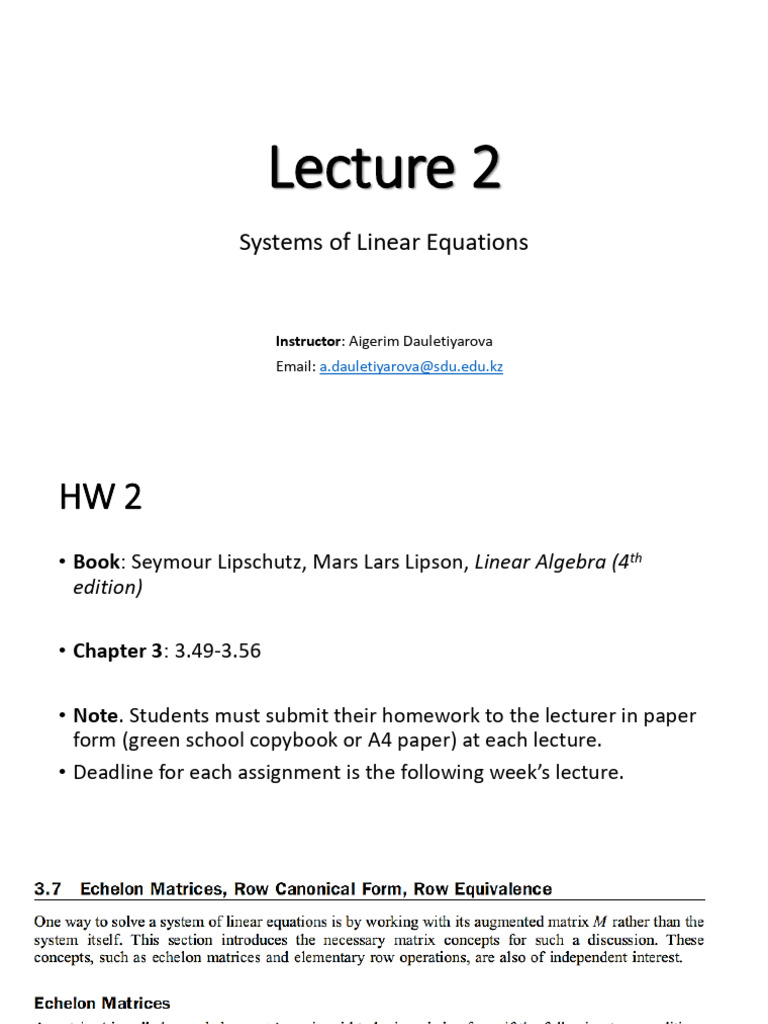 Lecture 2 - Linear Algebra | PDF