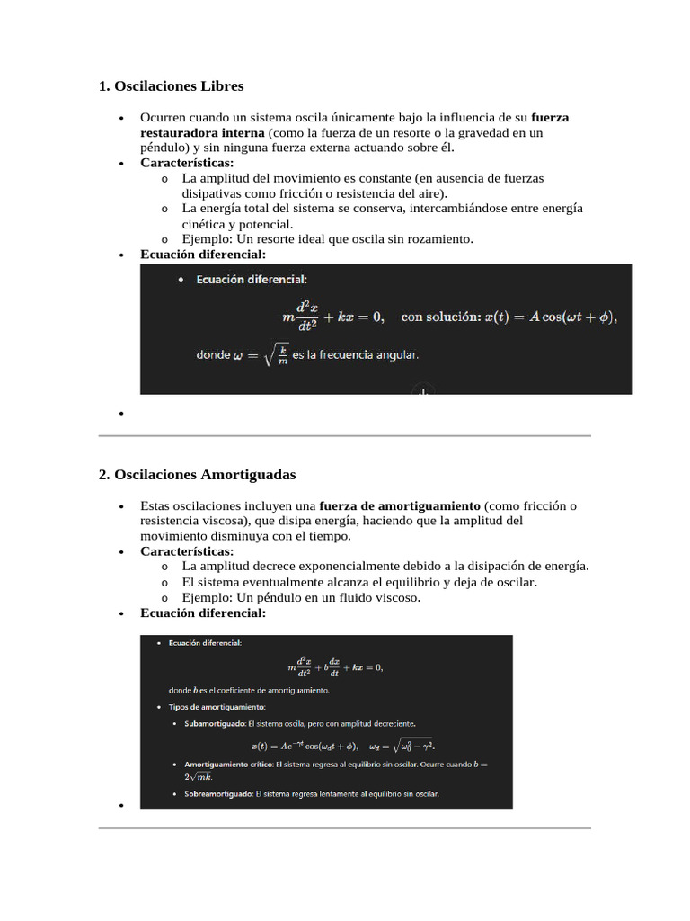 Tipos de Oscilaciones en Circuitos RLC | PDF | Oscilación | Resonancia
