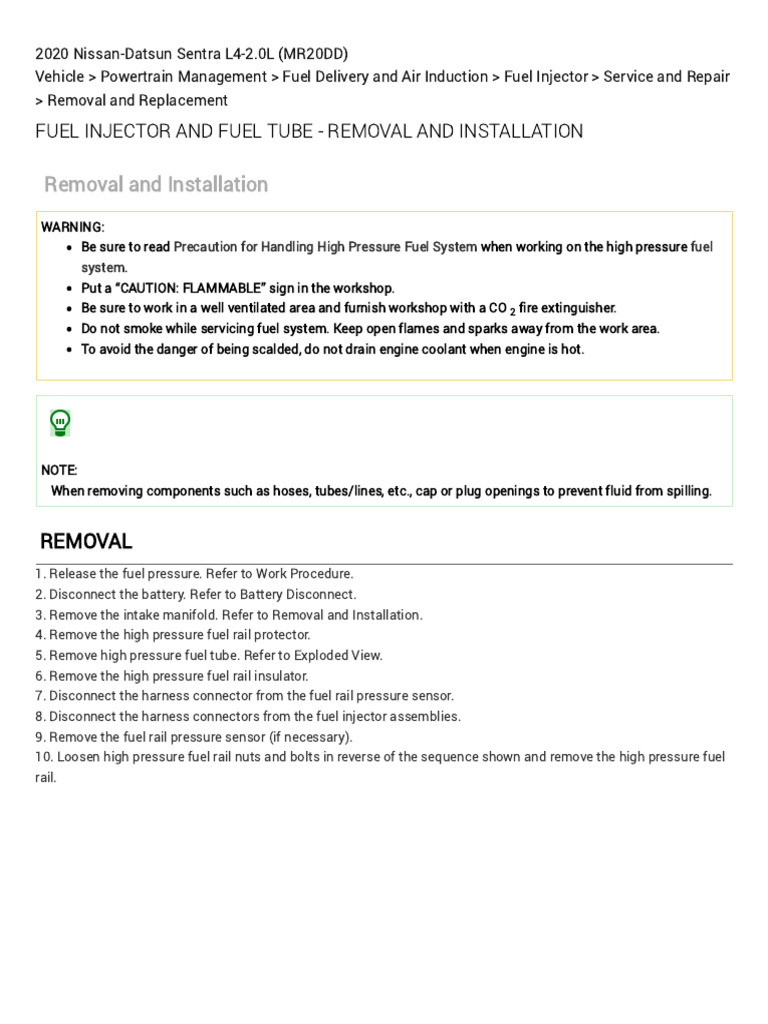 Fuel Injector Removal and Installation Guide | PDF | Fuel Injection | Screw