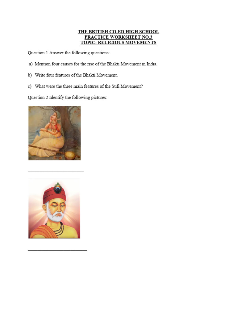 Religious Reforms Worksheet Vacations | PDF