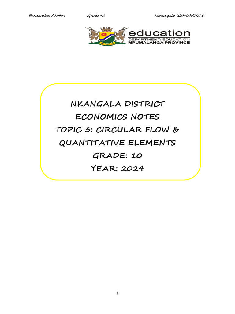 Grade 10 Economics: Circular Flow Model | PDF | Gross Domestic Product ...