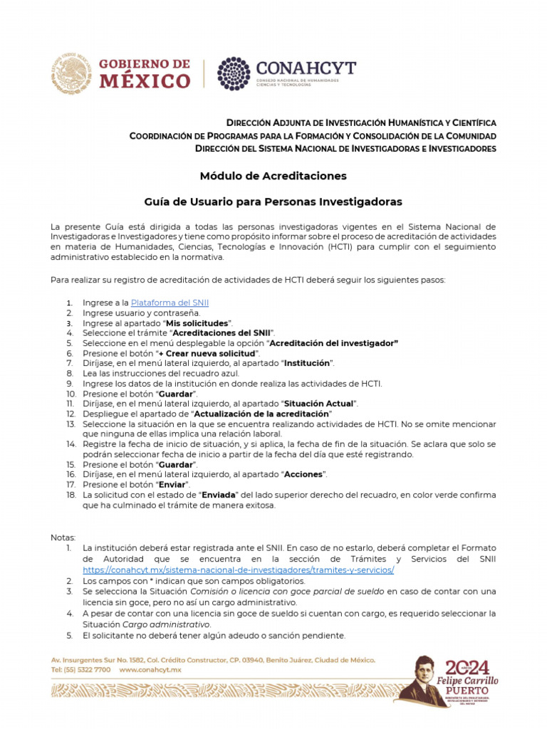 Guia de Acreditacion para Personas Investigadoras | PDF
