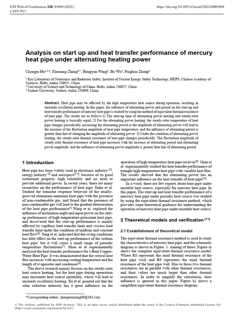 Analysis On Start Up and Heat Transfer Performance | PDF | Heat ...
