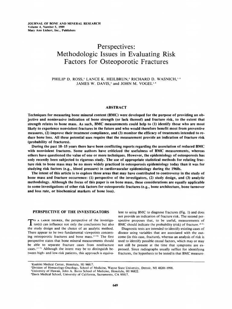 Perspectives Methodologic Issues in Eval | PDF | Osteoporosis ...